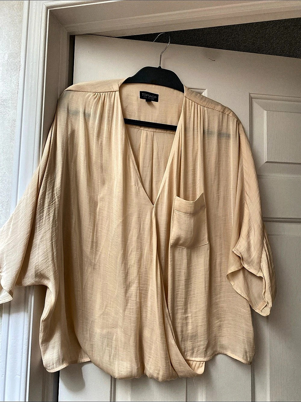 Topshop Draped Blouse in Cream